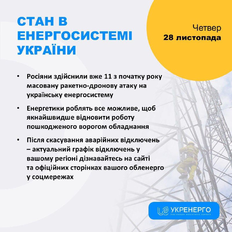 Пошкоджені енергооб’єкти у кількох регіонах,